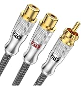 EMK Gold-Plated RCA Y-Splitter 1 Male to 2 Female Extension Cable RCA Splitter - Shielded Design ...
