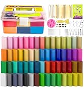 Cyajm 60 Colors Polymer Clay Kit, Individually Wrapped Oven Bake Modeling Clay, Non-Toxic Soft Mo...