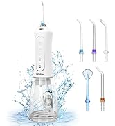 WellLeo Water Flosser for Teeth, 300ML Cordless Oral Irrigator Rechargeable Dental Flosser Teeth ...