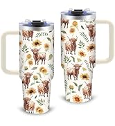 xiiai Highland Cow Gifts - Yak Tumbler 30oz with Handle and Straws, Leak-proof, Stainless Steel I...