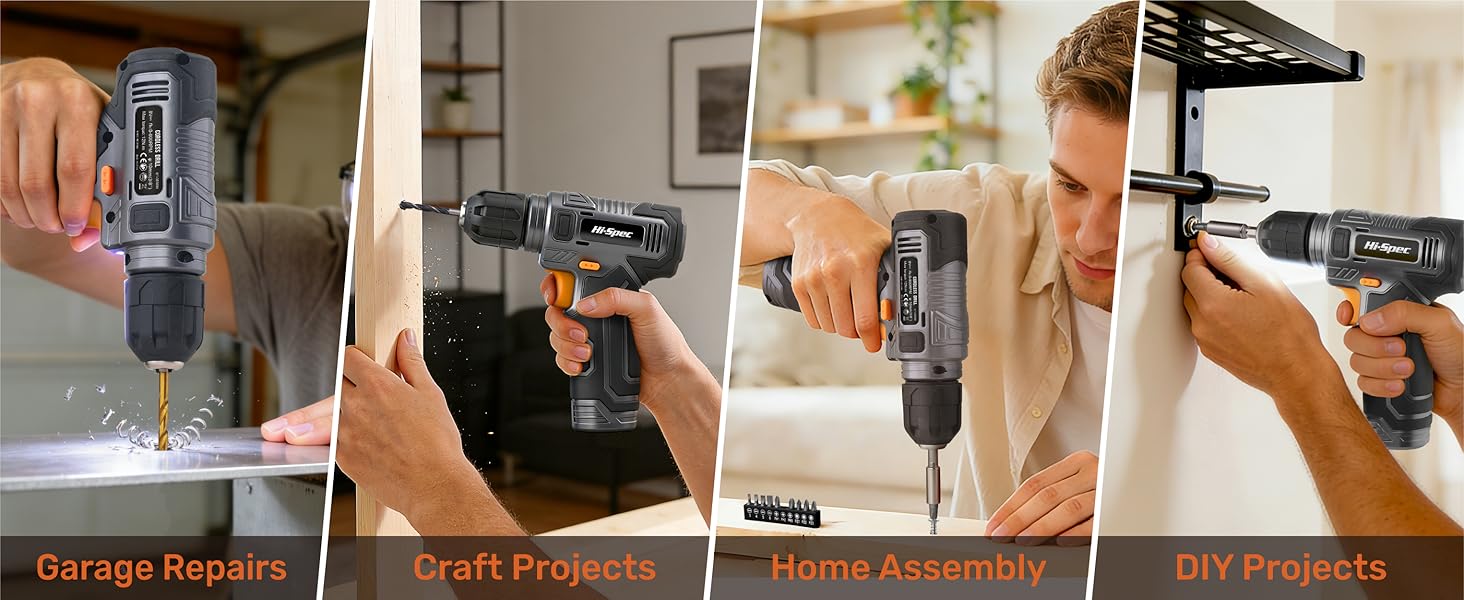 Hi-Spec 8V USB Grey Power Drill Driver and Drill Bit Set