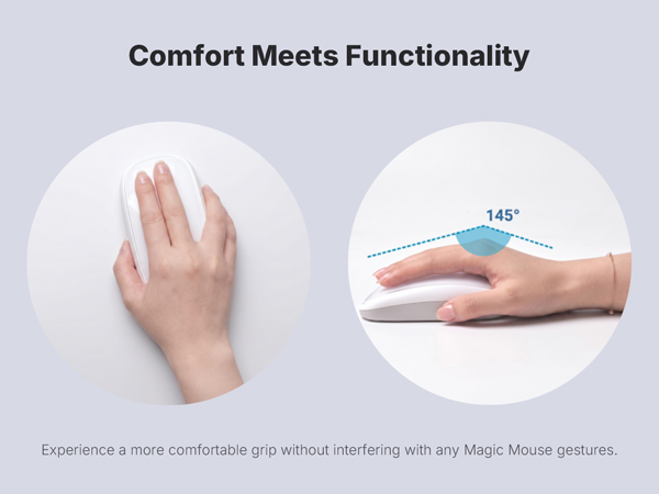 Ergonomic grip retaining Magic Mouse touch control