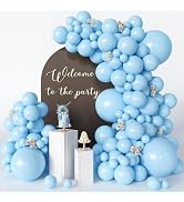 CVPARTYON Light Blue Balloons 125 Pcs Different Sizes of 18 12 10 5 Inch Light Baby Pastel Sky Bl...
