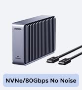 UGREEN 80Gbps M.2 NVMe SSD Enclosure with Aluminum Double-Sided Fin Heat Dissipation, No Noise Ex...