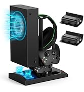 Charger Stand with Cooling Fan for Xbox Series S Console and Controller,Vertical Dual Charging Do...