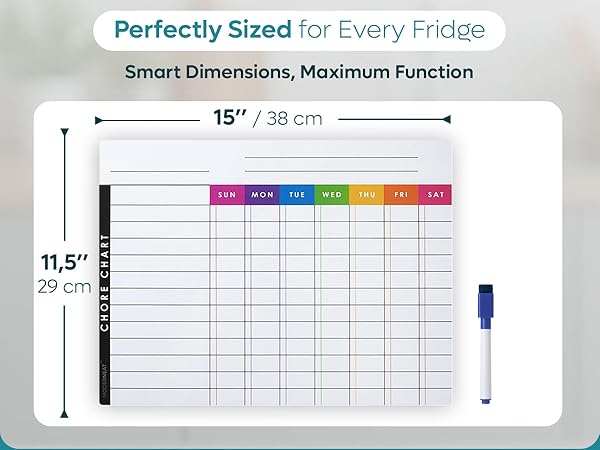 DRY ERASE MAGNETIC CHORE CHART SETS - SIZE