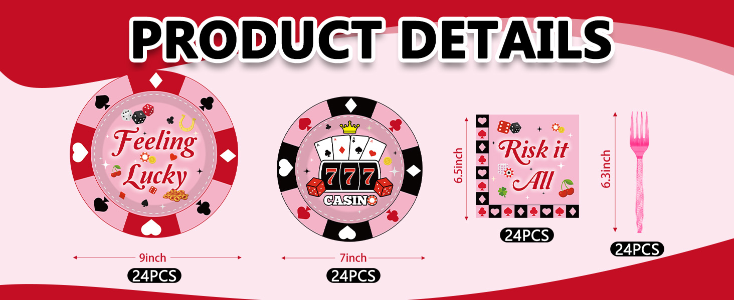 96Pcs Casino Themed Party Tableware Set