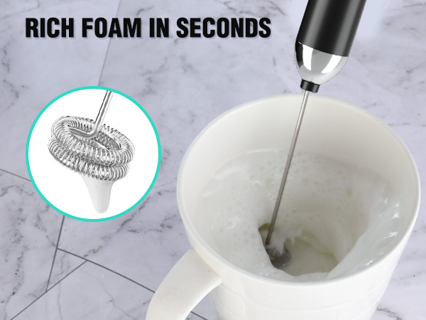Black Handheld Cordless Milk Frother Set with Stand (US PKG)