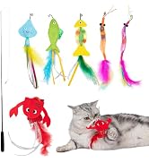 Catify Meow Chase Playset, Retractable Cat Wand Toy with 6 Feather Teaser Cat Toys Attachment, Fl...