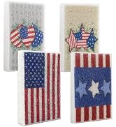 4Pcs USA Flag Heavy Duty Kitchen Dish Sponges | 4th of July Large Non-Scratch Scrub Pad | Househo...