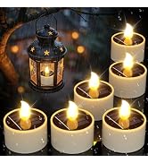 PChero Solar Tea Lights Outdoor Waterproof, Rechargeable Dusk to Dawn Flameless Flickering LED Vo...