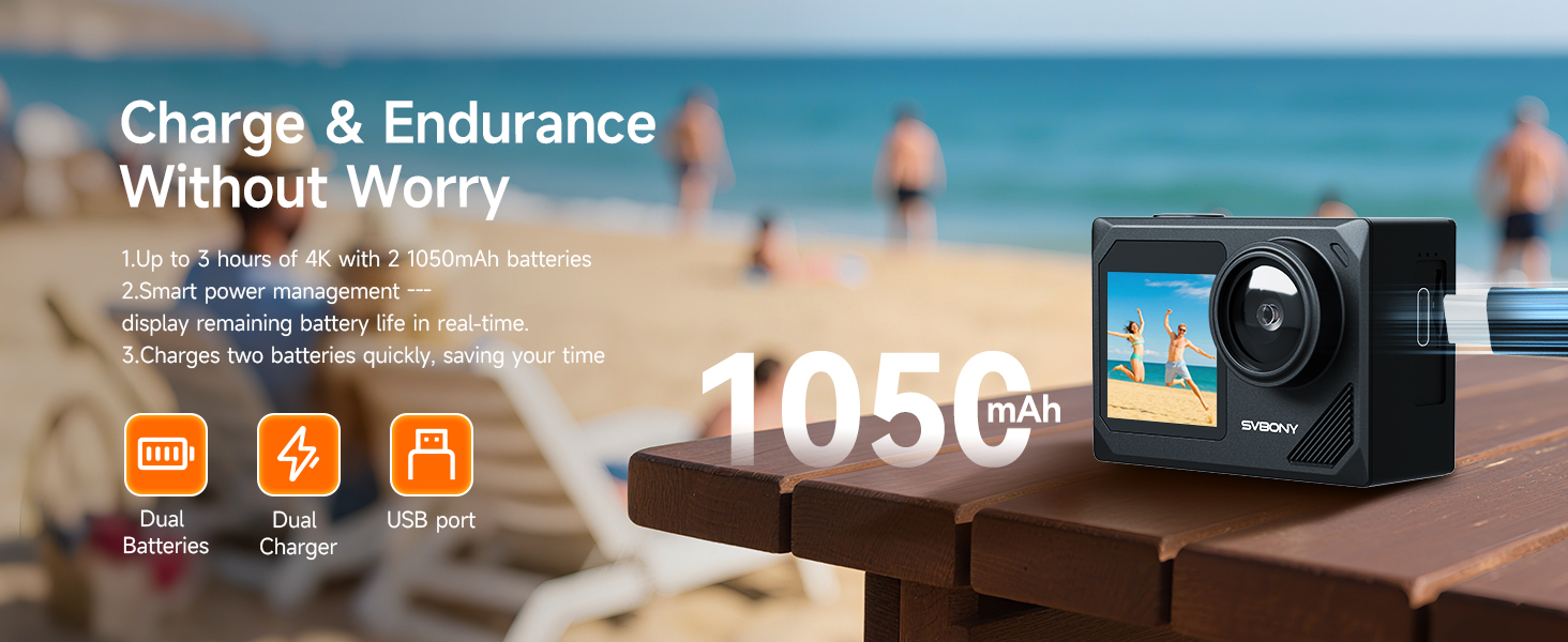 2 Batteries action camera 4k