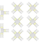 MIWISE 8mm Connectors Kit for 2-Pin COB LED Strip,2pcs T-Shaped Connectors,6pcs Cross Connectors,...
