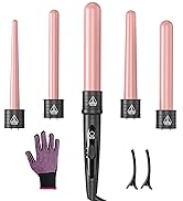 5 in 1 Curling Iron Wand Set, Hair Curling Iron Interchangeable Ceramic Barrels (0.35 to 1.25 Inc...
