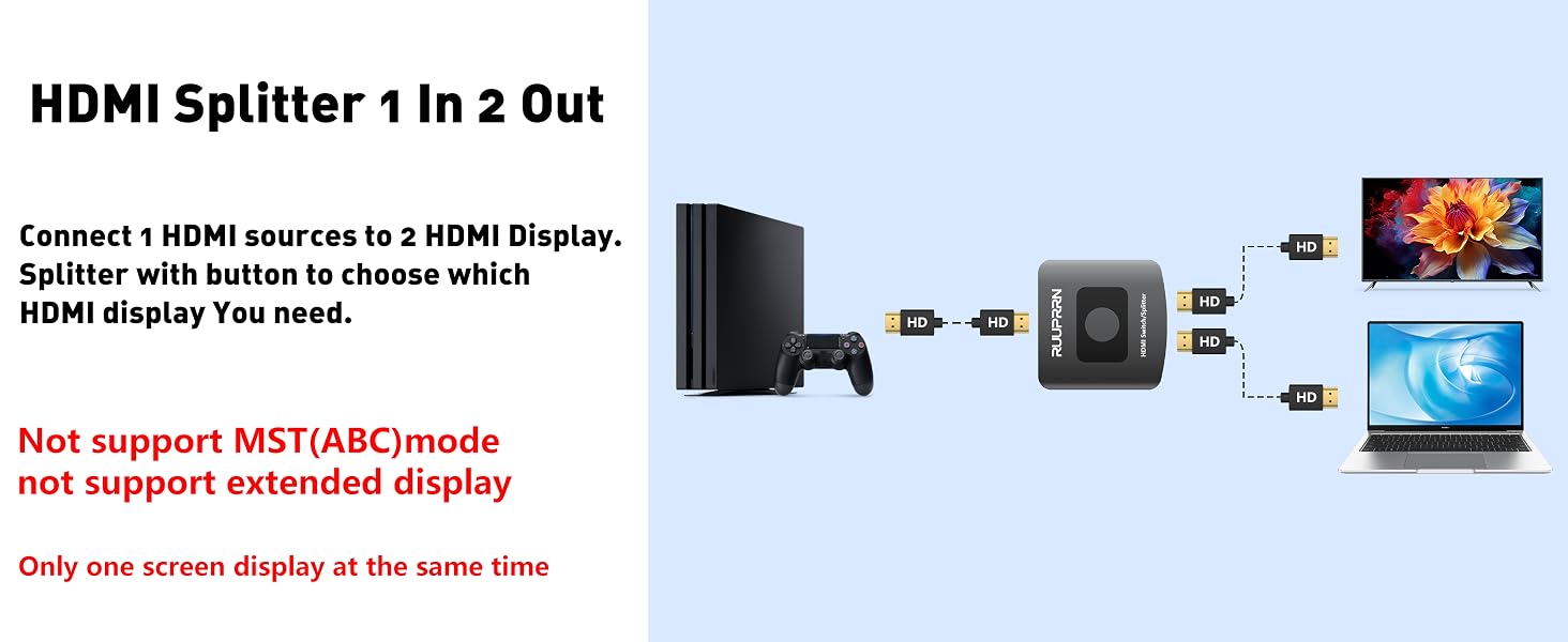 hdmi switch 2 in 1 out extended display