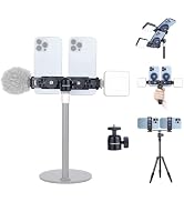 XIXAN Metal Dual Phone Holder with Independently Adjustable Clamps, Cell Phone Tripod Mount Adapt...