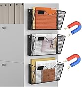 MFTEK Magnetic File Holder, 3 Pockets Magnetic File Folder Holder No Drilling Magnet Paper Mail O...