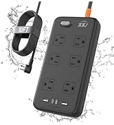 Power Strip Weatherproof, 10-in-1 Surge Protector with 6 Wide Outlets 2USB A and 2USB C,1875W/15A...