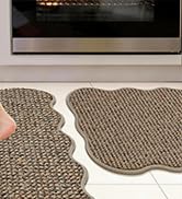JSEI Scalloped Kitchen Rugs and Mats 2PCS, Kitchen Mats for Floor, Non-Slip Washable Kitchen Runn...