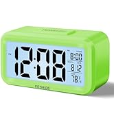 KESHIDE Night Light Digital Alarm Clock Battery Operated with Indoor Temperature, Desk Small Cloc...