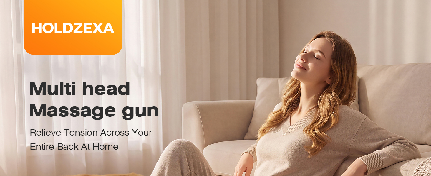 Woman uses a 16-head electric back massager at home with dual handles and 9 speed settings.