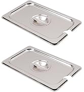 MY MIRONEY Heavy-Duty Stainless Steel 1/4 Size Steam Table Pan Covers (2-Pack) - Commercial Notch...