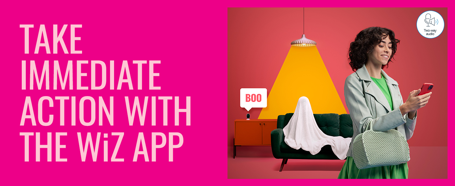 WiZ smart lighting; WiZ controlled; secuirty; security camera; WiFi: connected