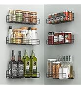 Moforoco Spice Rack Organizer Wall Mount (6Pack), Hanging Black Spice Pantry Organization Storage...