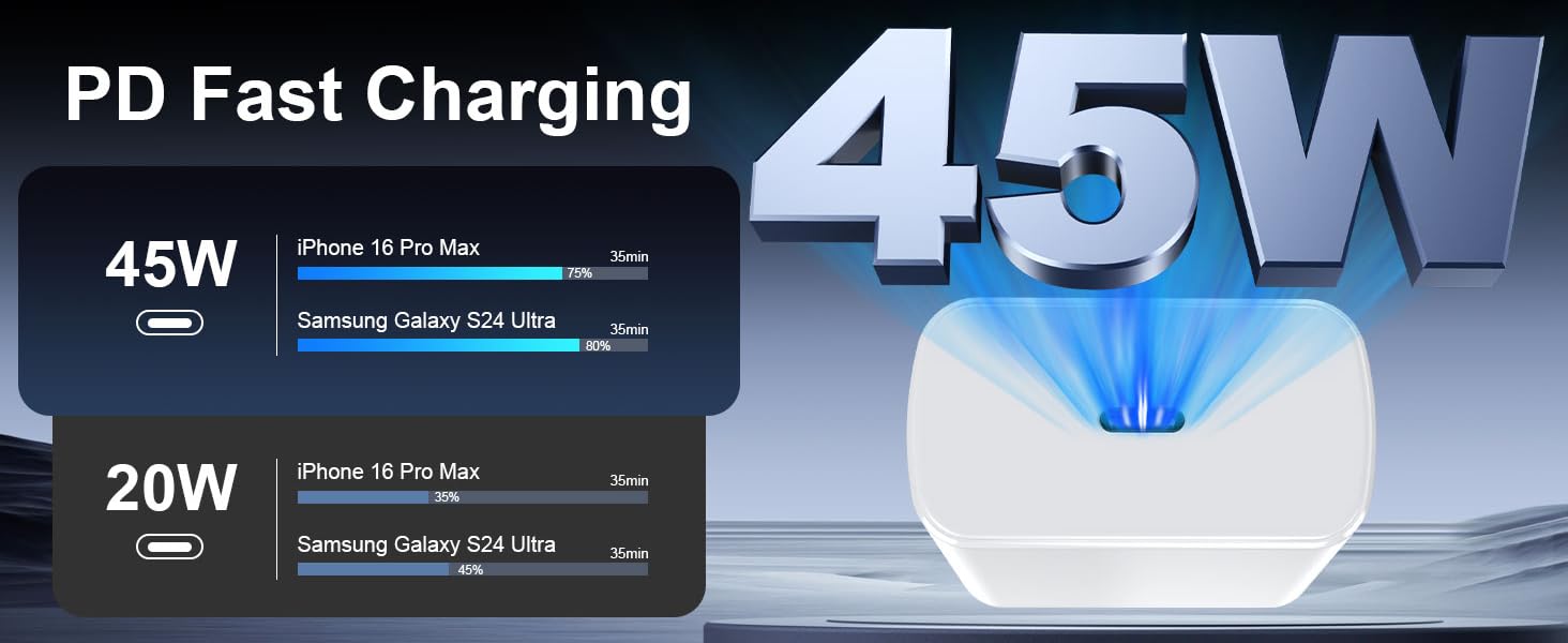iPhone 16 pro max Charger Fast Charging block cable cord 10ft long 45w super usb type c charger
