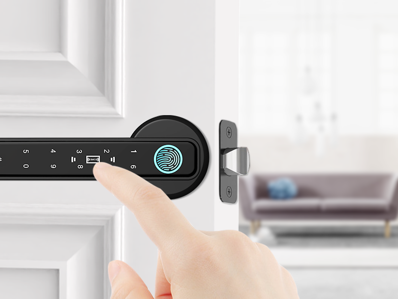 Fingerprint smart door lock it features anti-peeping, free passage mode, and silent mode