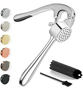 Kitessensu High Effective Premium Garlic Press Set, With Silicone Garlic Peeler &amp; Brush, Heavy Du...