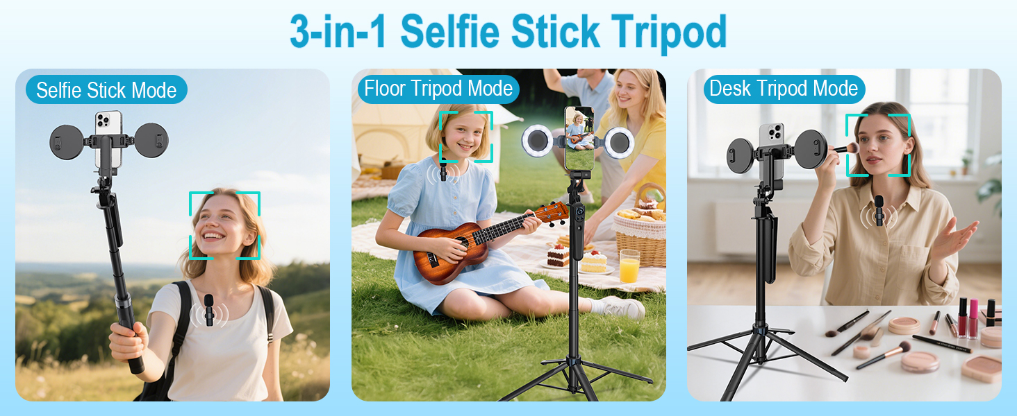 3 in 1 selfie stick tripod