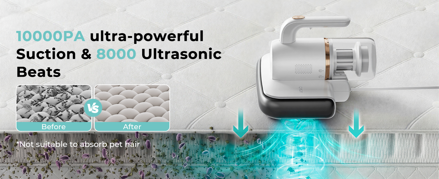 10000PA ultra-powerful Suction &amp;amp; 8000 Ultrasonic Beats
