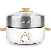 Aroma Housewares AMC-130 Whatever Pot, Indoor Grill, Cooking, Hot Pot with Glass Lid, Bamboo Hand...