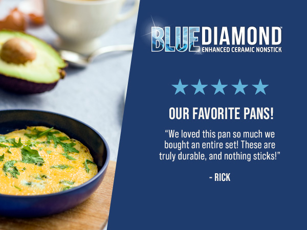 BlueDiamond, Ceramic Nonstick, PFAS-Free, Non-Toxic, Cookware, Frypans, Classic