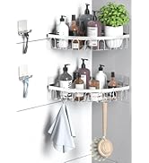 Carwiner Adhesive Corner Shower Caddy 2-Pack, Wall Mounted Bathroom Shelf, 304 Stainless Steel Sh...