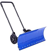 Ohuhu Snow Shovel for Driveway: 2026 Upgraded Heavy Duty Adjustable Angle Wheeled Metal Snow Shov...