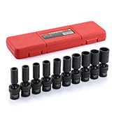 CASOMAN 10 PCS 3/8" Drive Deep Universal Impact Socket Set, 6 Point, CR-MO, Metric,10-19mm