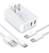 Flat USB C Charger Block,40W 4Ports Foldable &amp; Slim Fast Charger with PD 3.0 Fast Charging,2-Pack...