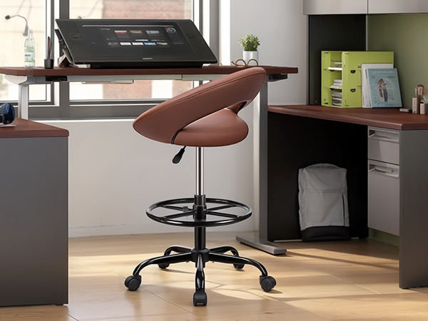 Office Drafting Chair with Foot Rest Wheels Shop Rolling Chair for Counter Kitchen Salon Home Vanity