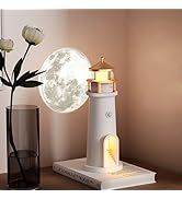 IFTHFOUR Moon Lighthouse Projector Night Light with Motion Sensor - Rechargeable LED Galaxy Table...