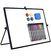 Dry Erase White Board - 12''x16'' Magnetic Large Desktop Whiteboard with Stand, Portable Double-S...