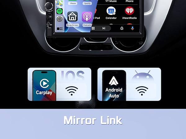 Single Din Wireless Carplay and Android Auto
