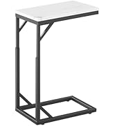 Joyofcife C-Shaped End Table, Small Sofa Table with Metal Frame, Adjustable Height Side Table for...