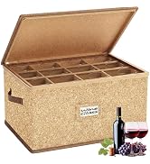 Wine Glass Storage Box with Dividers, Hard Shell, Stackable Glassware Storage Containers with Han...