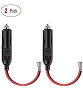 Nilight 10028W 2 Pack Cigarette Lighter Male Plug with Leads 10Amp Fuse with LED Light Car Replac...