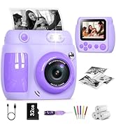 Kids Camera Instant Print, Birthday Gifts for Girls Boys with 3 Rolls Print Paper &amp; 32GB Card, 48...
