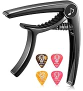 Donner Guitar Capo for Electric and Acoustic Guitar DC-2, Ukulele Capo Black with 4 Picks