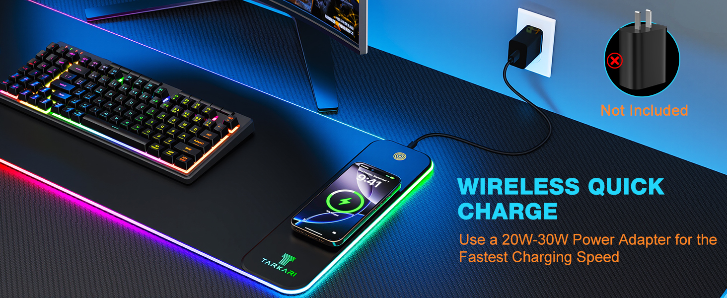 TARKARI Magnetic Wireless Charging RGB Mouse Pad