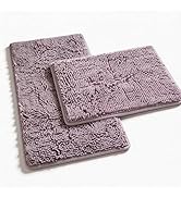 Chenille Bath Mats Set 2 Piece Non-Slip Luxury Bath Runner Rugs Extra Soft Absorbent Shaggy Washa...